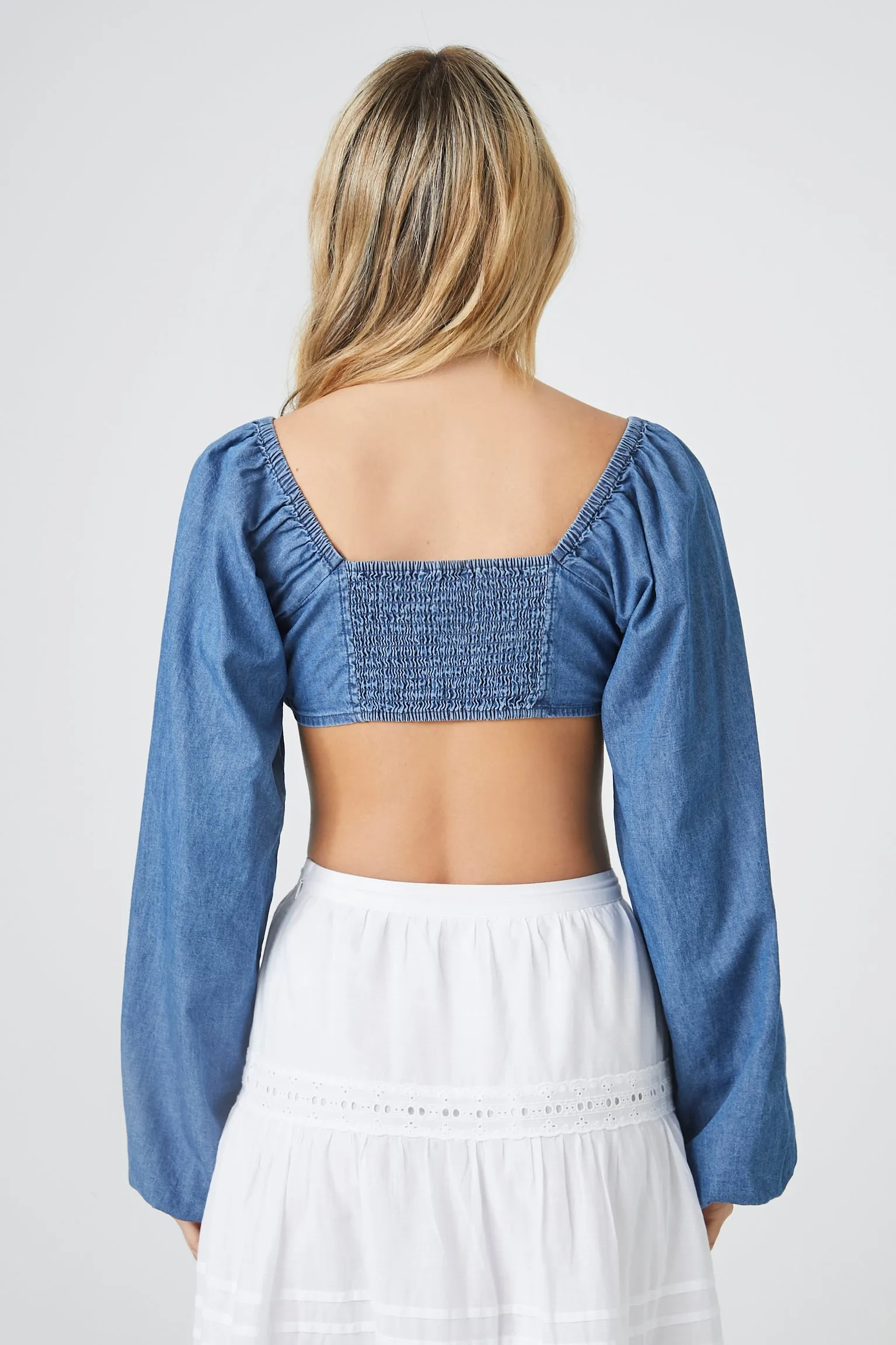 Haut court lacé en denim à manches longues sold by Urban Planet product image thumbnail 2