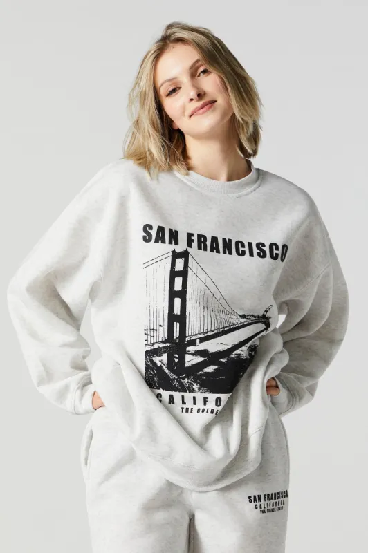 Chenille Embroidered San FranciscoFleece Sweatshirt sold by Urban Planet