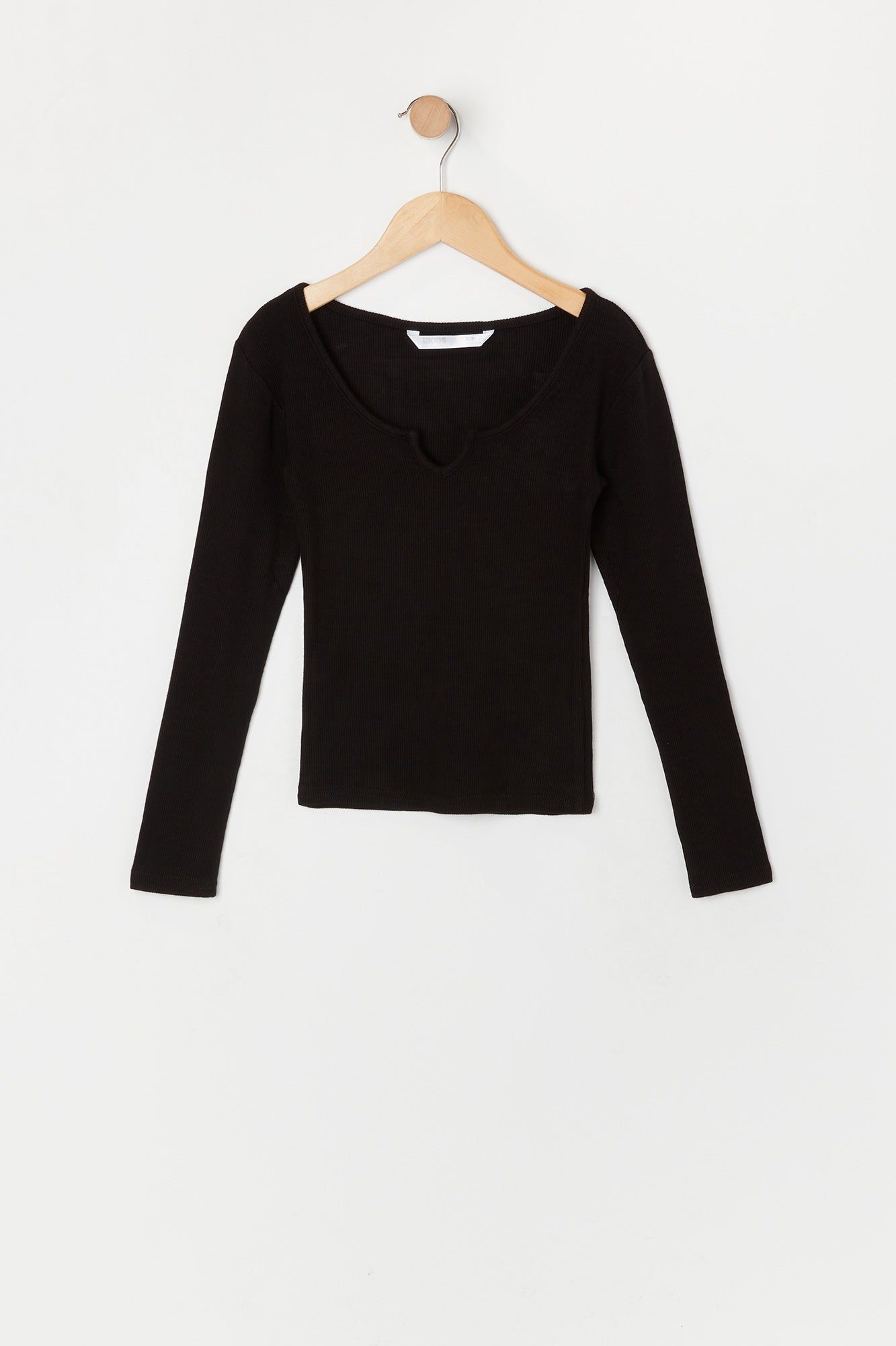 Girls Ribbed Notched Long Sleeve Top sold by Urban Planet product image thumbnail 3