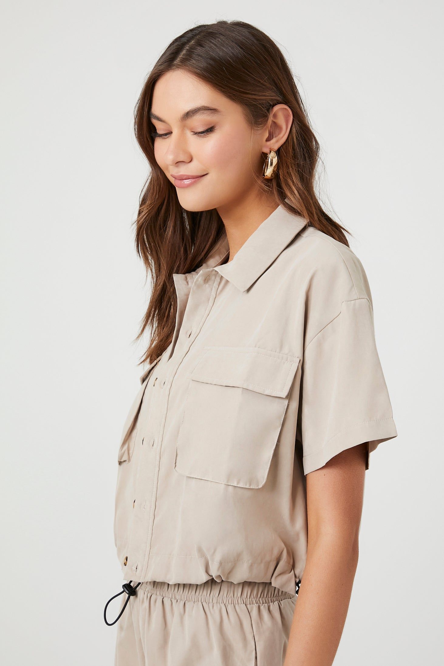 Toggle Drawstring Button-Up Top sold by Urban Planet product image thumbnail 3
