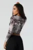 Abstract Print Mesh Long Sleeve Crop Top sold by Urban Planet