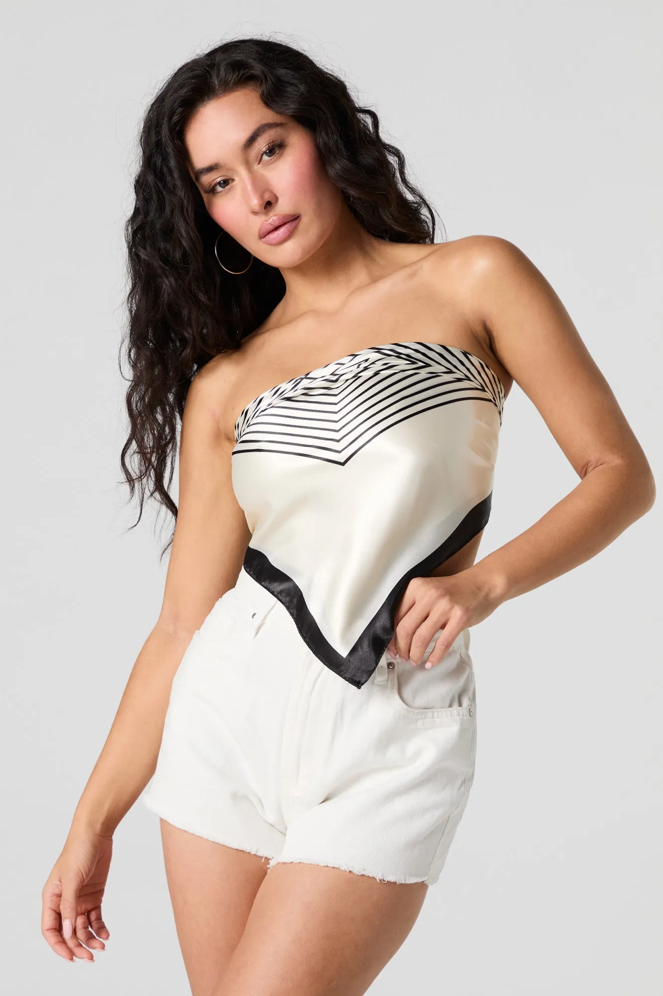 Border Print Satin Multiway Scarf sold by Urban Planet