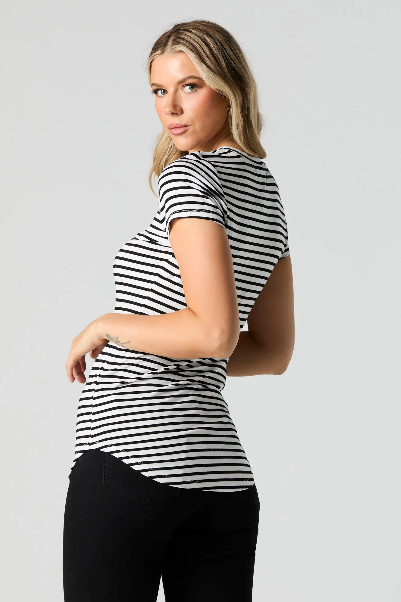 Striped Crew Neck Short Sleeve Top sold by Urban Planet product image thumbnail 2