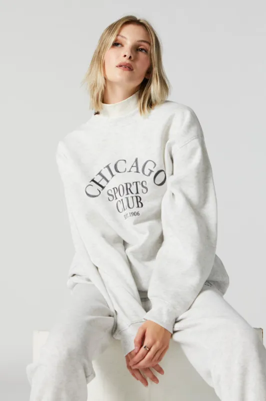 Chenille Embroidered Chicago Fleece Sweatshirt sold by Urban Planet
