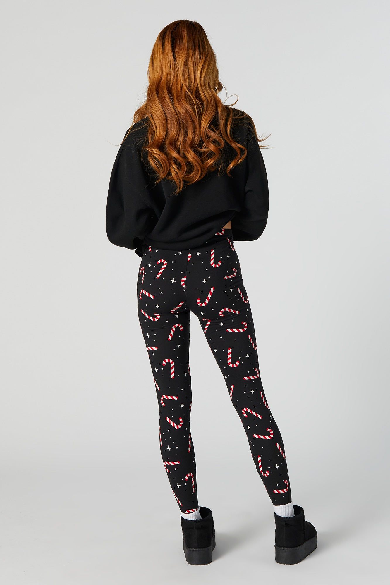 Candy Cane Print Xmas Fleece Legging sold by Urban Planet product image thumbnail 3