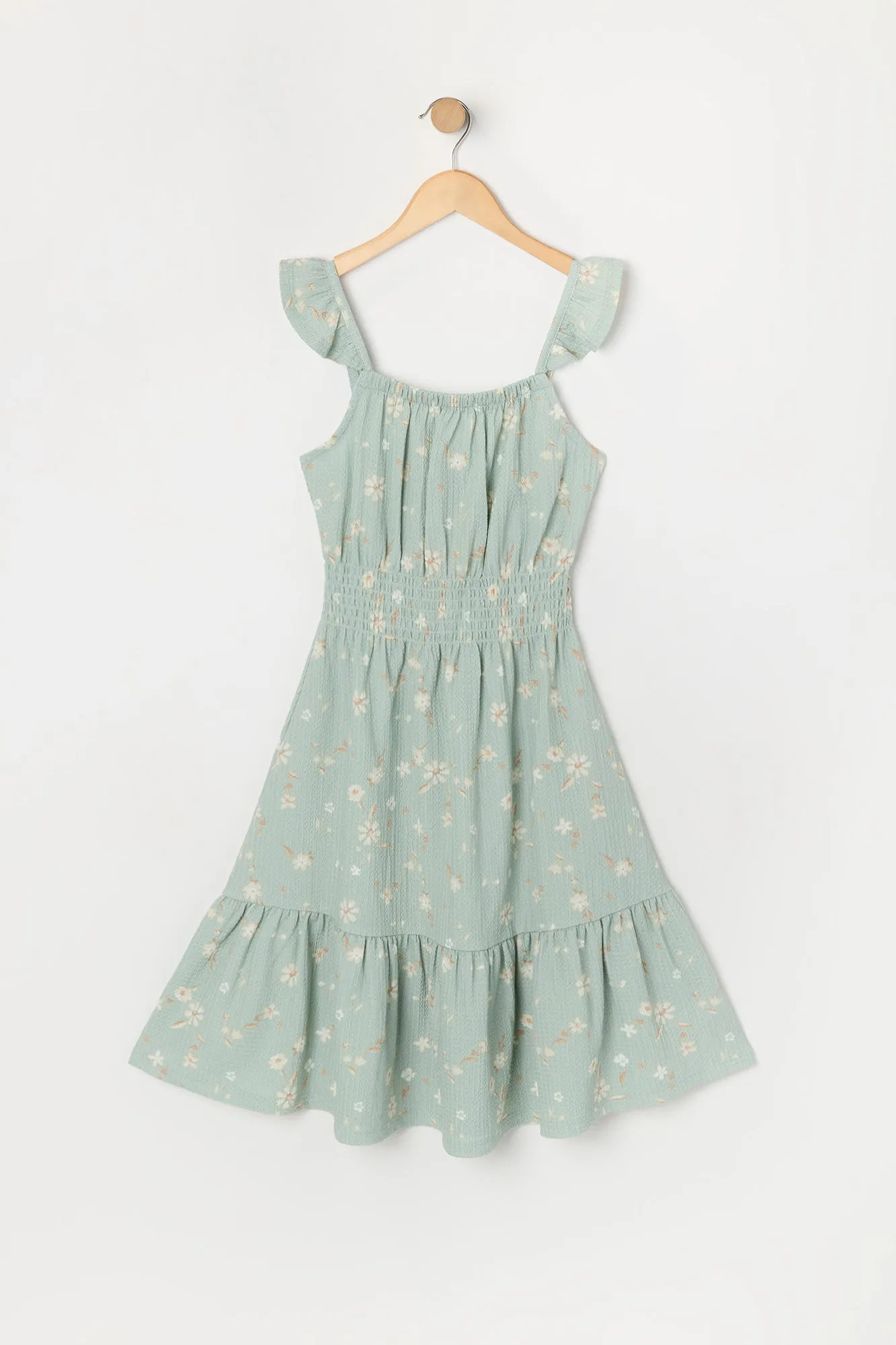 Robe fleurie à manches fluides froisées pour fille sold by Urban Planet