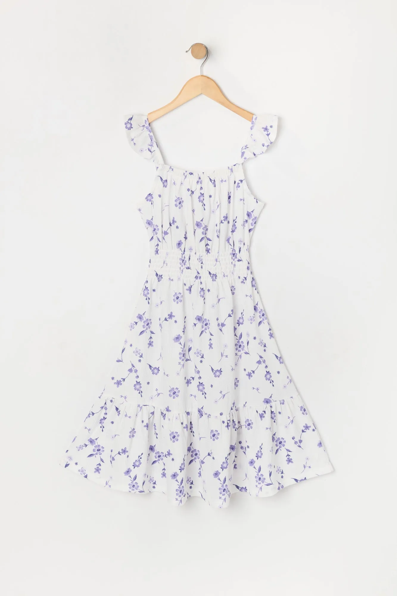 Robe fleurie à manches fluides froisées pour fille sold by Urban Planet product image thumbnail 5