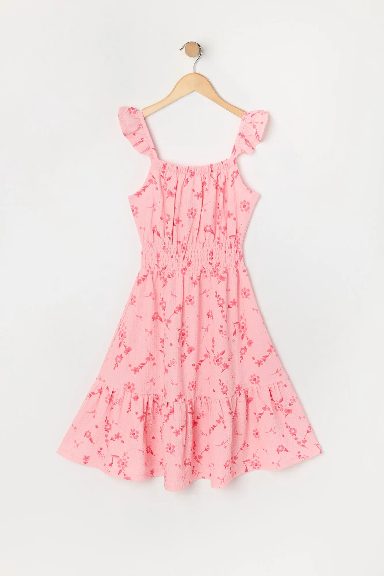 Robe fleurie à manches fluides froisées pour fille sold by Urban Planet product image thumbnail 3