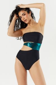Multicolour Metallic Cut-Out One Piece Swimsuit sold by Urban Planet