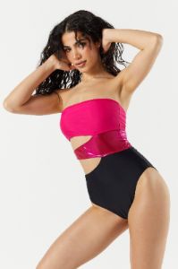 Multicolour Metallic Cut-Out One Piece Swimsuit sold by Urban Planet