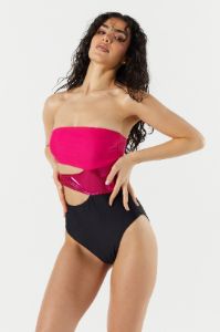 Multicolour Metallic Cut-Out One Piece Swimsuit sold by Urban Planet