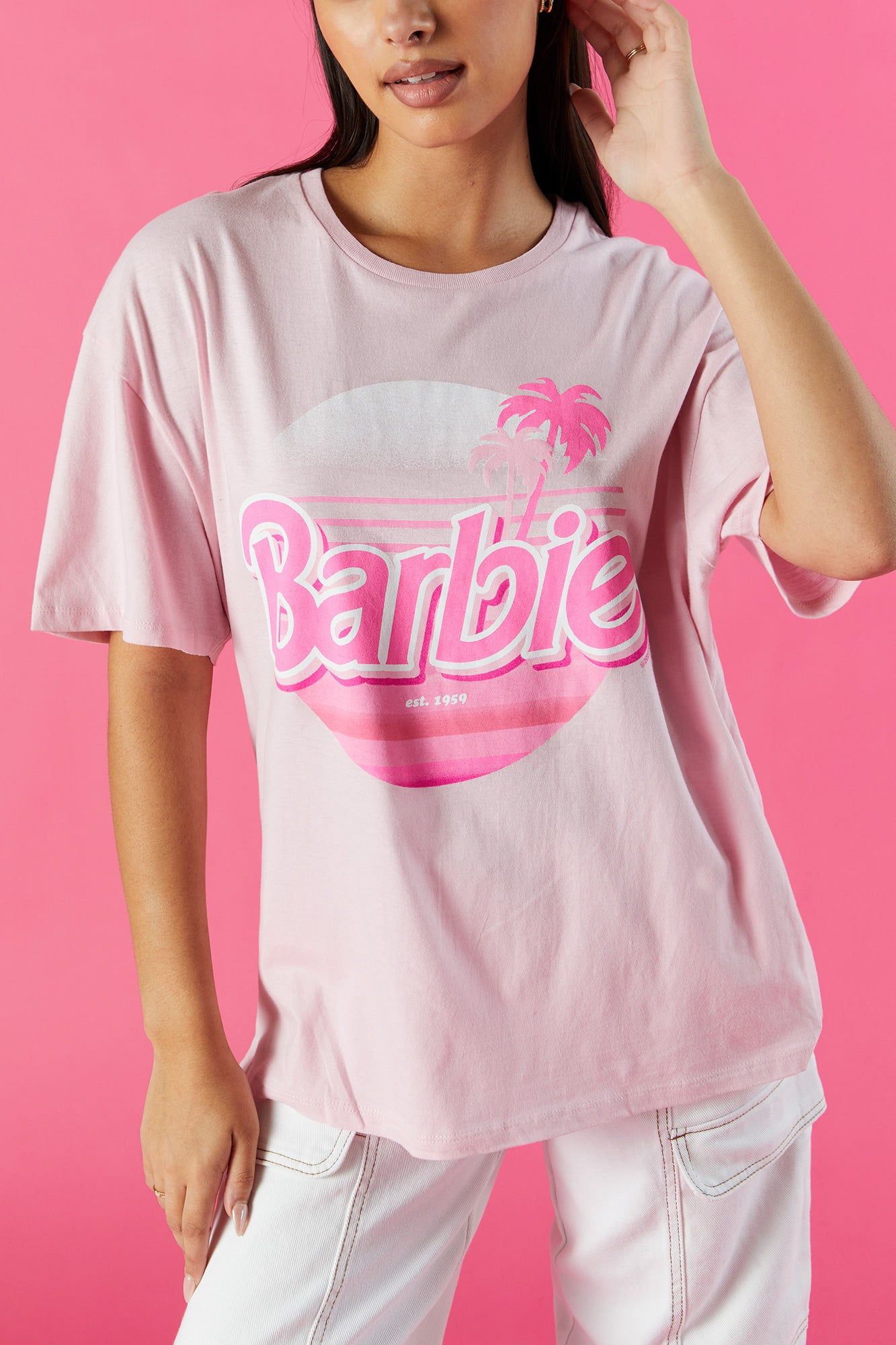 Barbie™ Pink Graphic Boyfriend T-Shirt sold by Urban Planet product image thumbnail 4