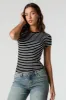 Striped Ribbed Crewneck T-Shirt sold by Urban Planet