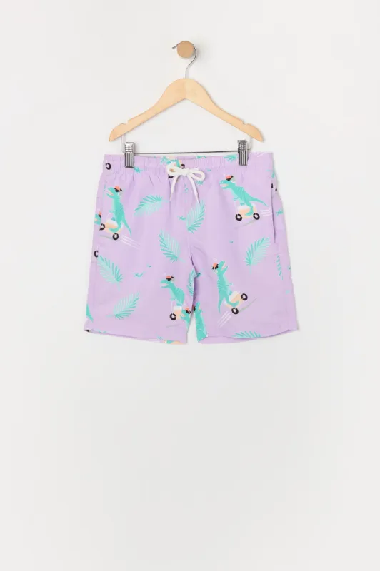 Boys Dinosaur Print Board Short sold by Urban Planet