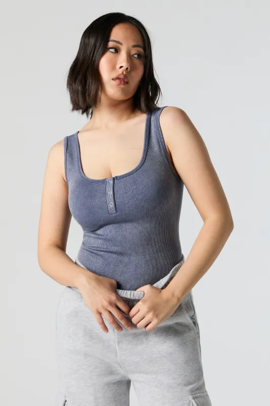 Ribbed Henley Tank Bodysuit sold by Urban Planet