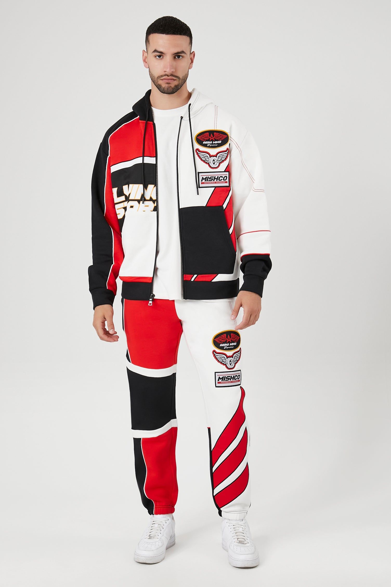 Haut à capuchon de style moto avec blocs de couleurs et fermeture à glissière sold by Urban Planet product image thumbnail 4