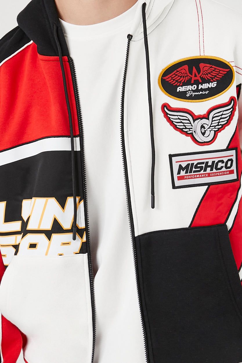 Haut à capuchon de style moto avec blocs de couleurs et fermeture à glissière sold by Urban Planet product image thumbnail 5