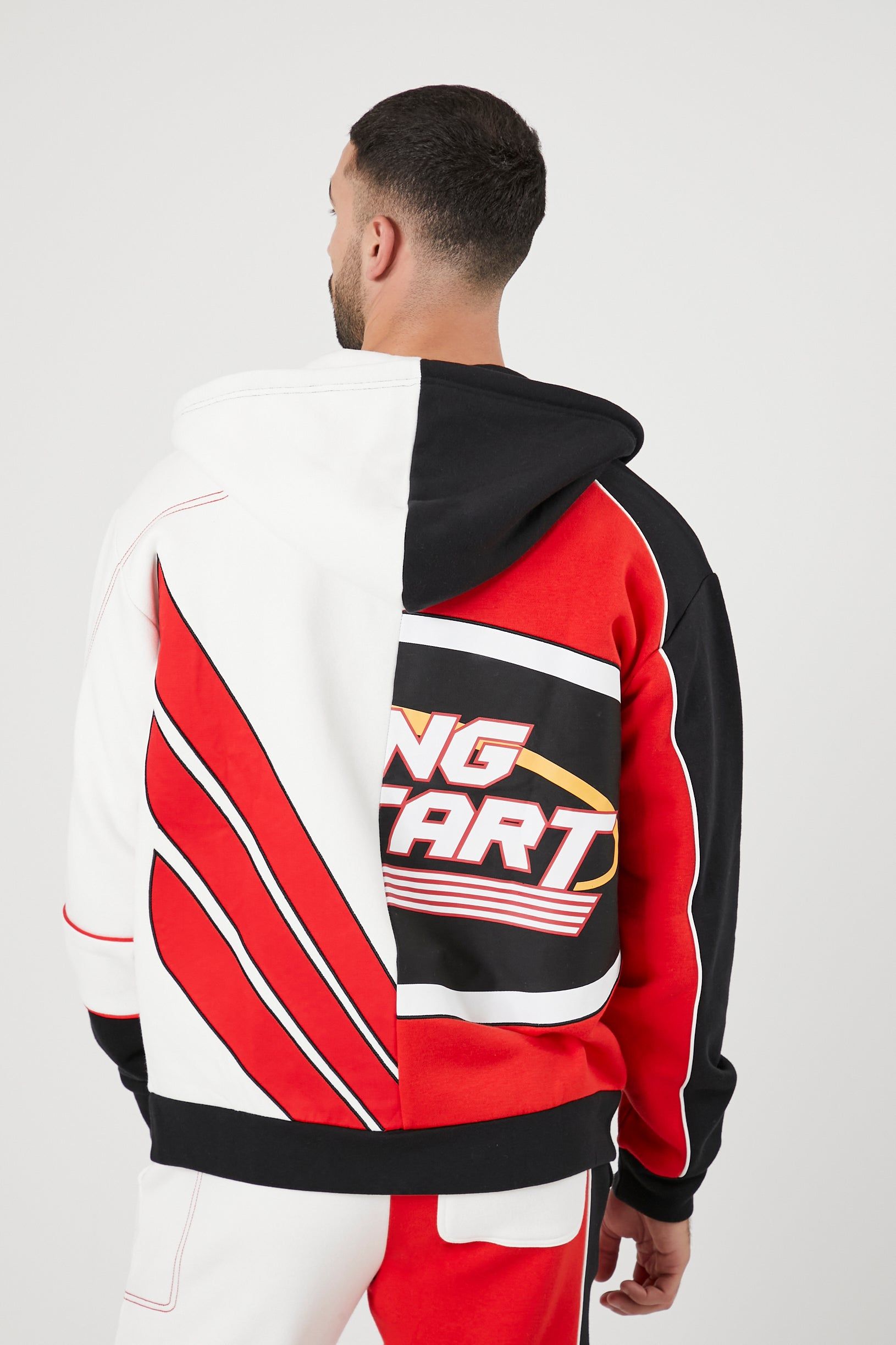 Haut à capuchon de style moto avec blocs de couleurs et fermeture à glissière sold by Urban Planet product image thumbnail 2