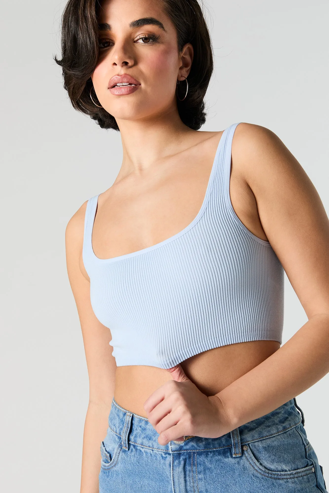 Débardeur ultracourt côtelé à encolure carrée sold by Urban Planet product image thumbnail 4