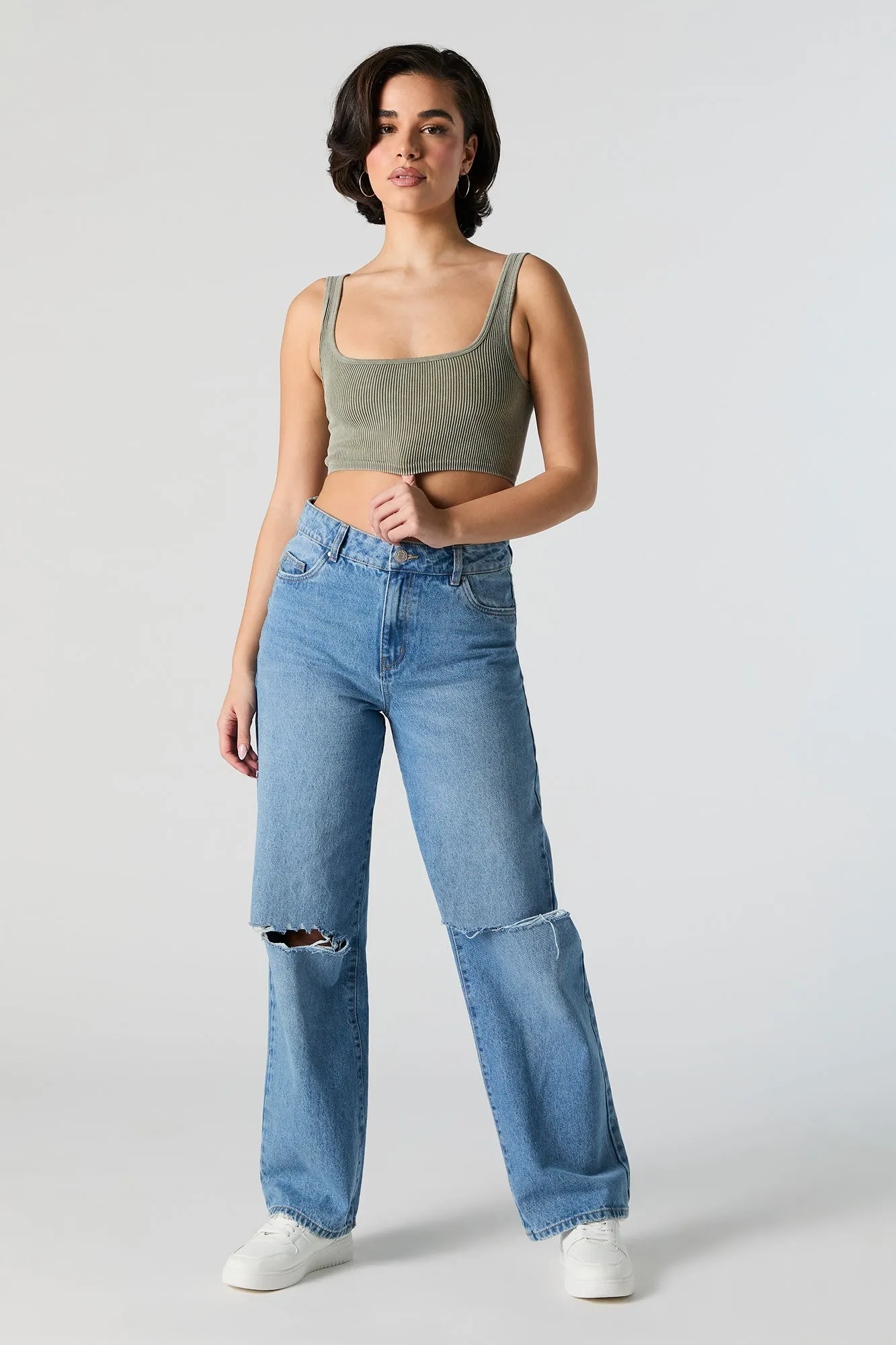 Débardeur ultracourt côtelé à encolure carrée sold by Urban Planet product image thumbnail 3