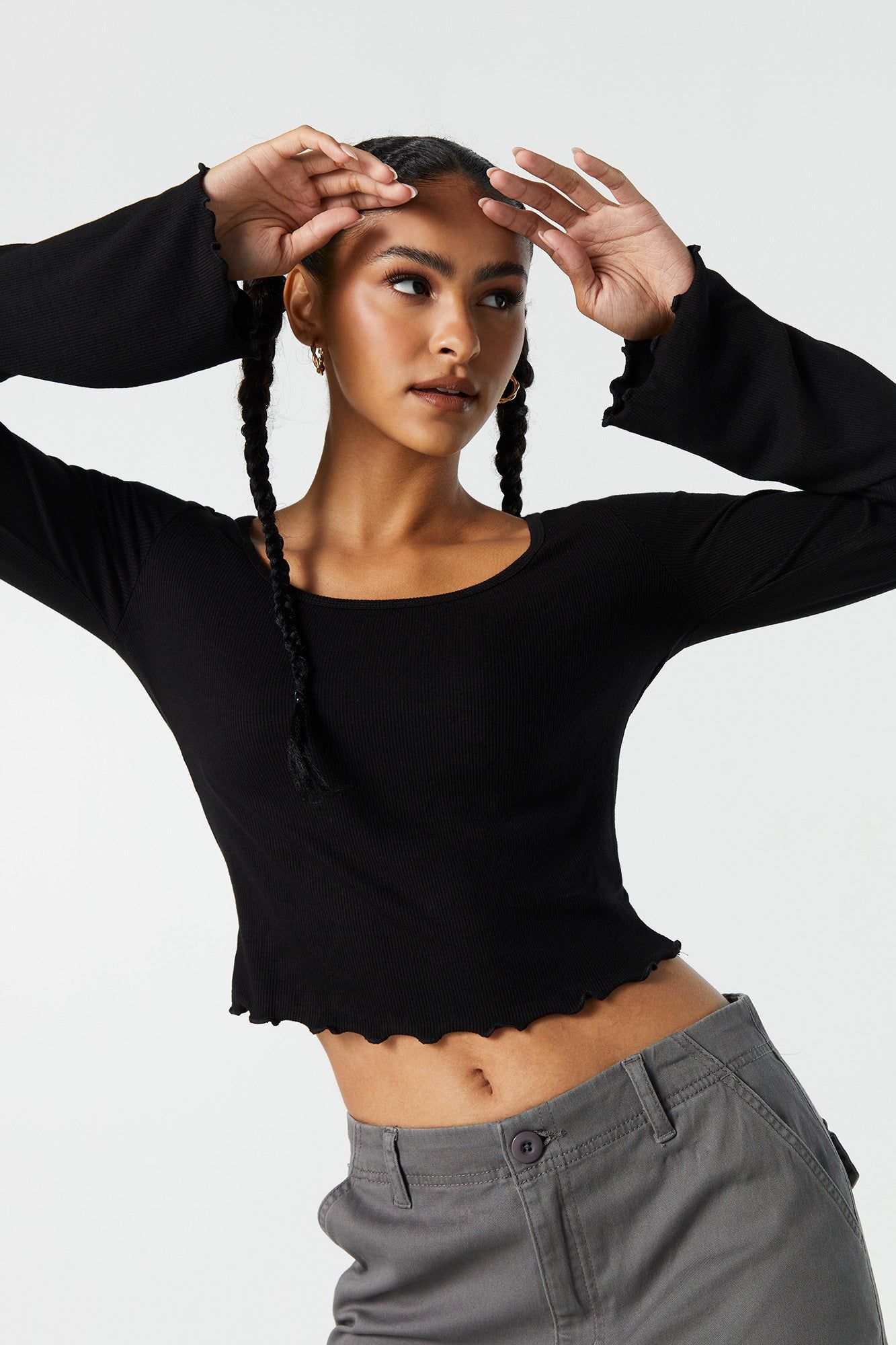 Ribbed Bell Sleeve Long Sleeve Top sold by Urban Planet