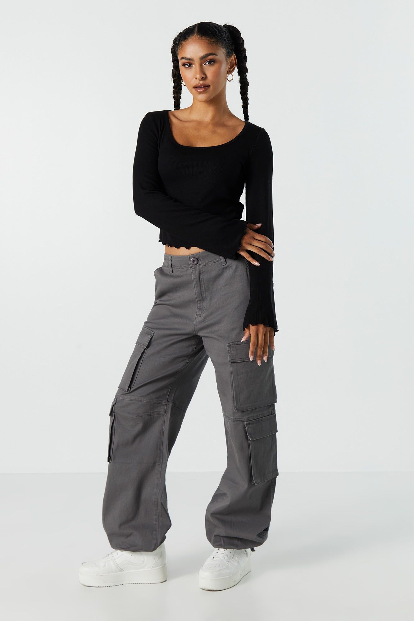 Ribbed Bell Sleeve Long Sleeve Top sold by Urban Planet product image thumbnail 4