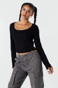 Ribbed Bell Sleeve Long Sleeve Top sold by Urban Planet