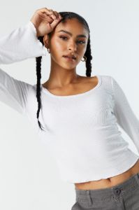 Ribbed Bell Sleeve Long Sleeve Top sold by Urban Planet