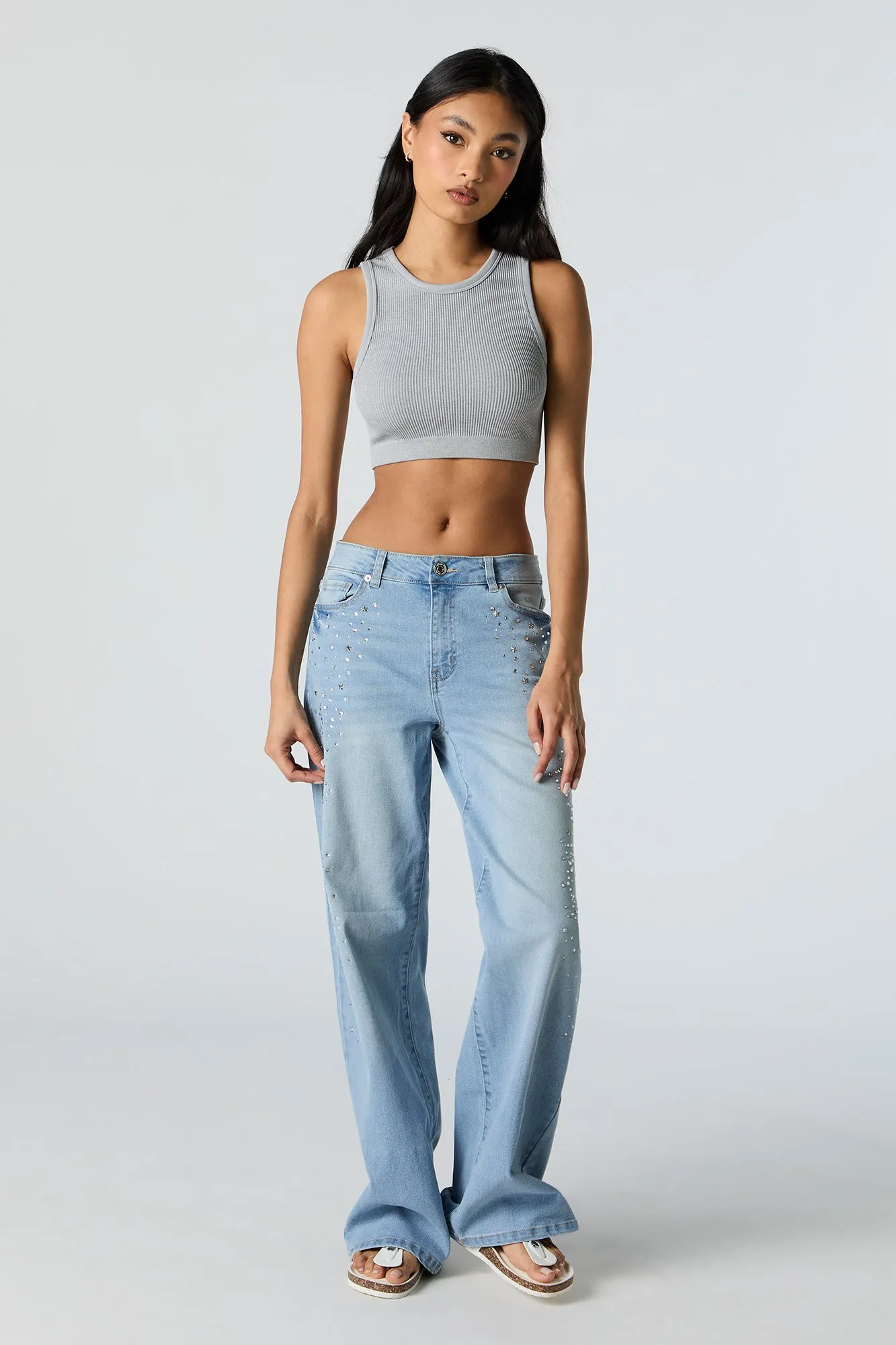 Débardeur ras du cou côtelé court sans couture sold by Urban Planet product image thumbnail 3