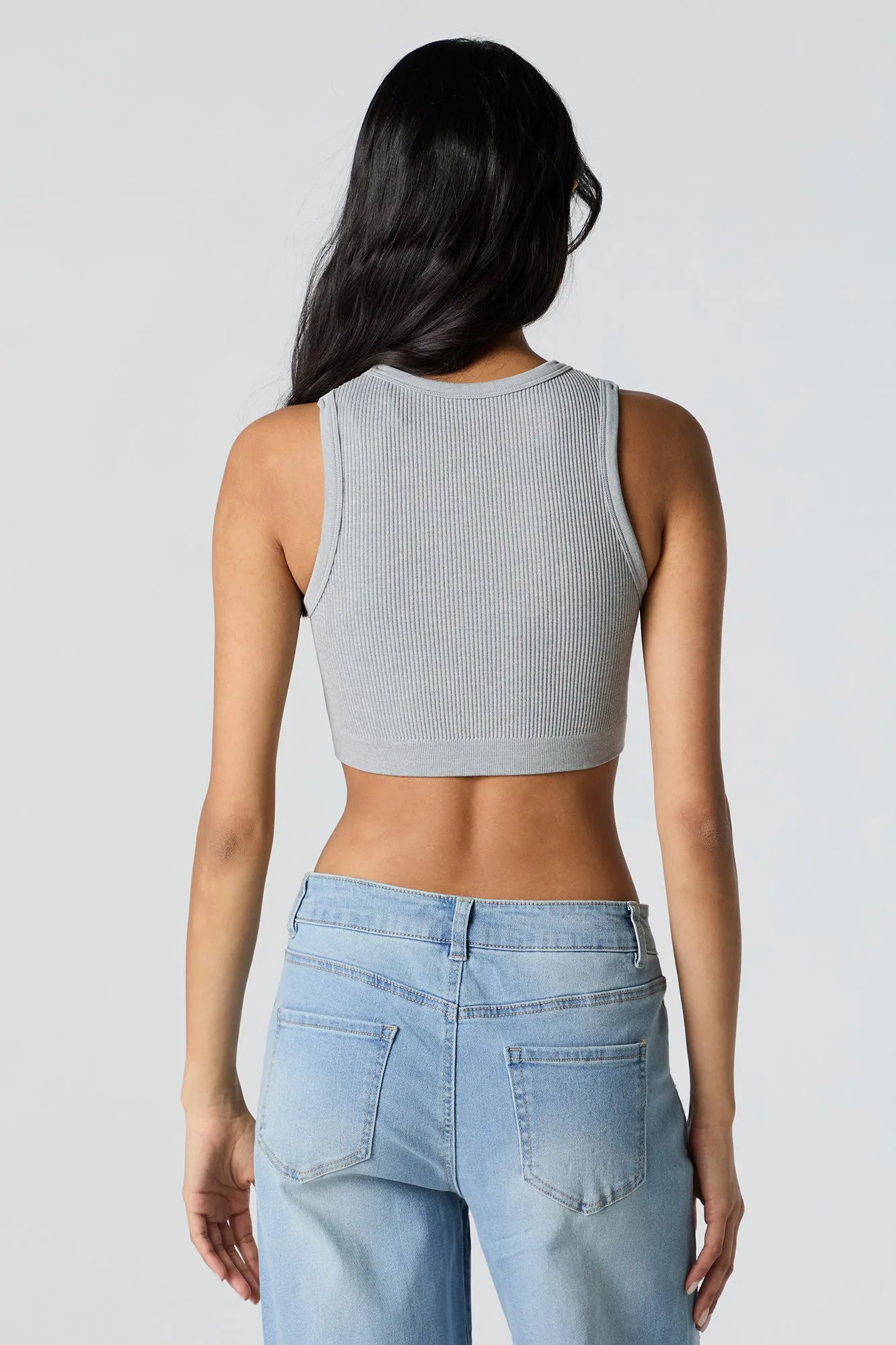 Débardeur ras du cou côtelé court sans couture sold by Urban Planet product image thumbnail 2