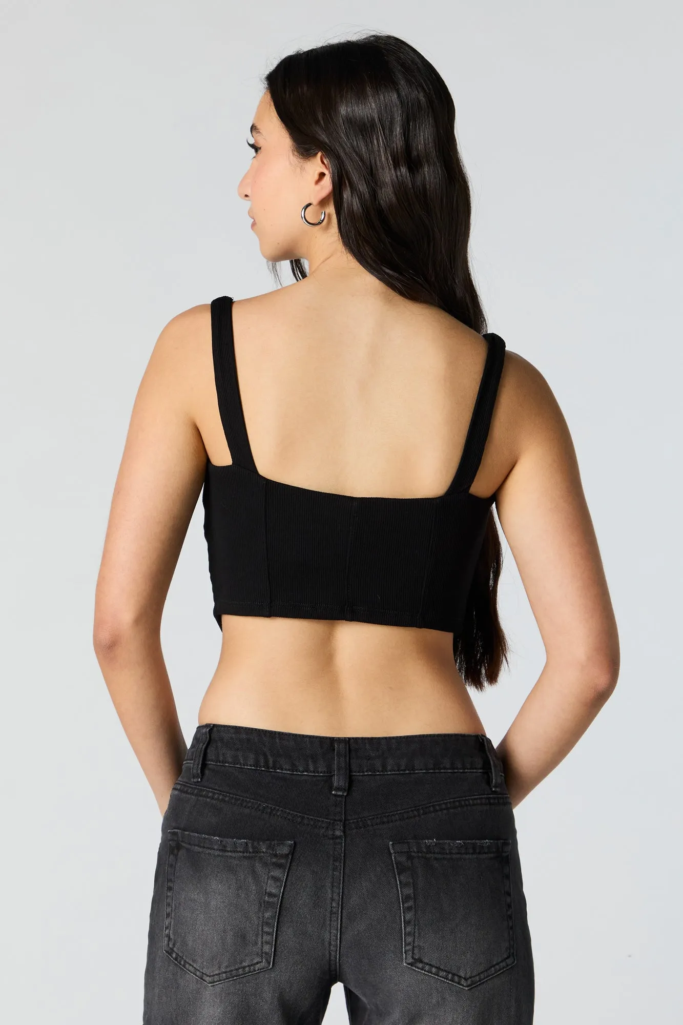 Ribbed Square Neck Corset Cropped Tank sold by Urban Planet product image thumbnail 5