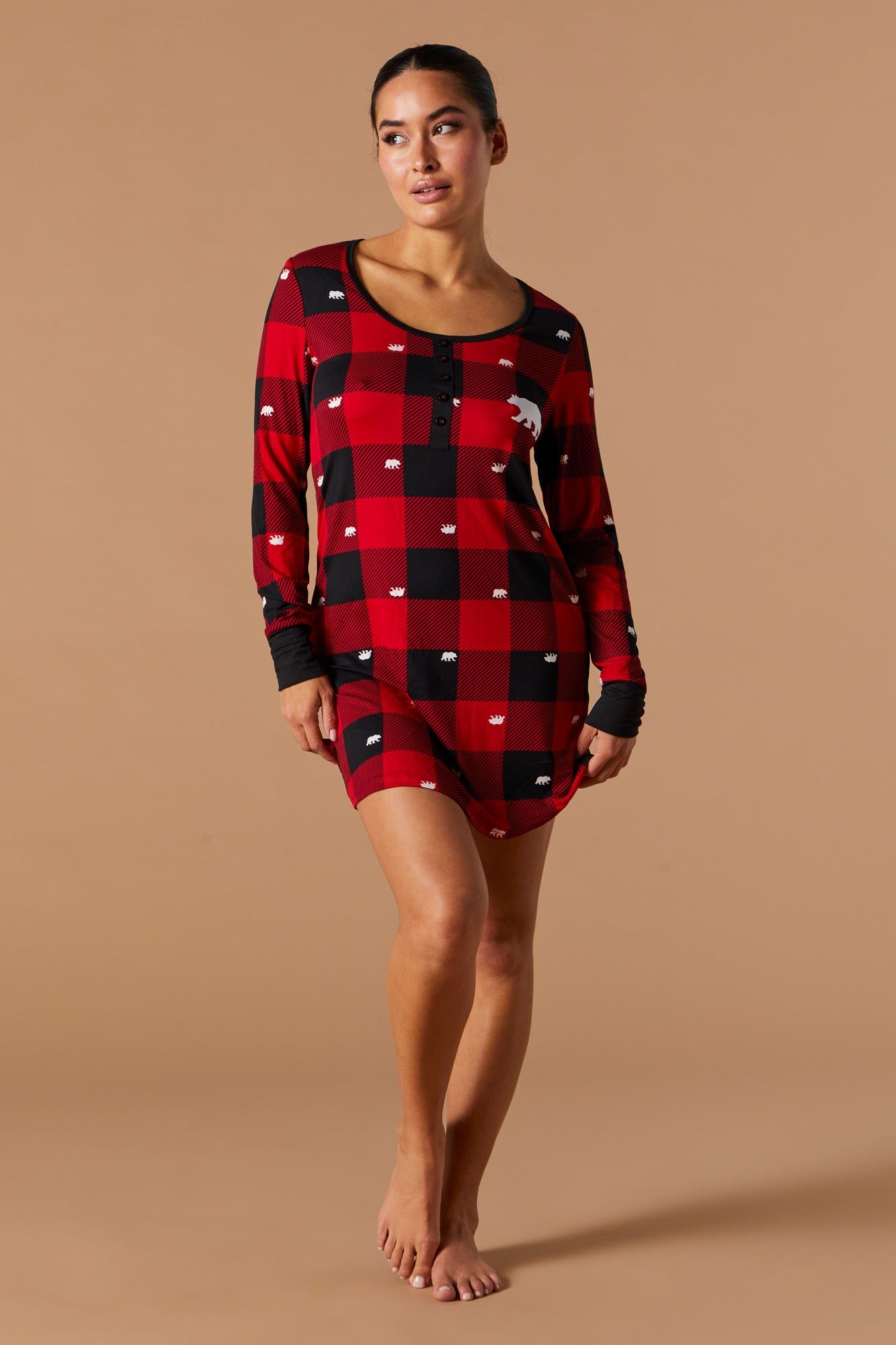 Robe de nuit Pyjamas de famille à carreaux avec imprimé Ours sold by Urban Planet product image thumbnail 3