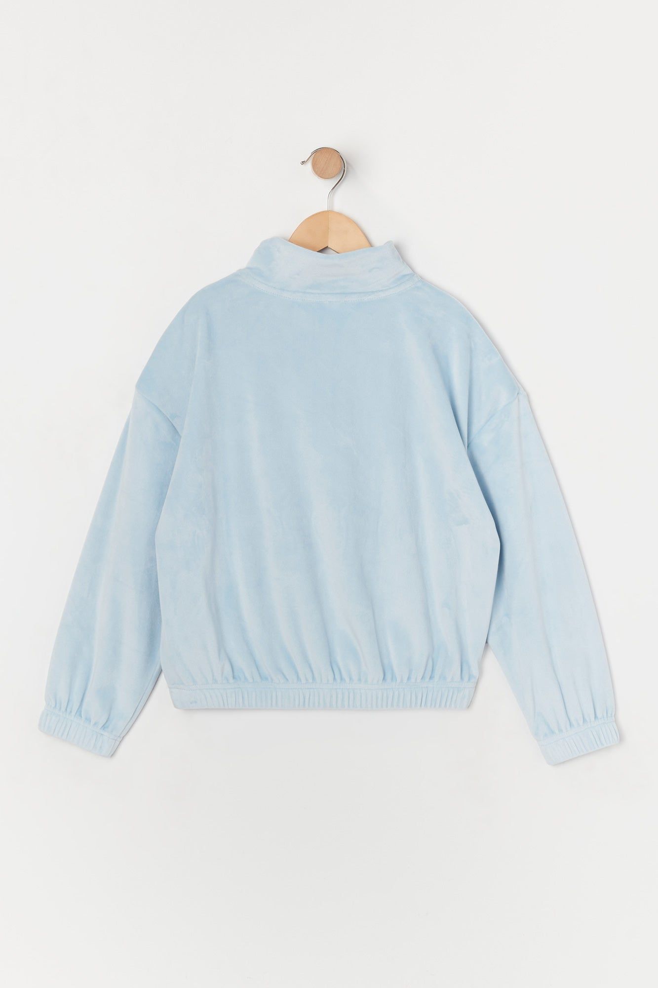 Girls Rhinestone Angel Velour Half Zip Sweatshirt sold by Urban Planet product image thumbnail 2