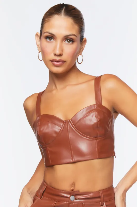 Faux Leather Bustier Top sold by Urban Planet
