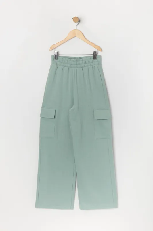 Pantalon cargo à jambe large en molleton pour fille sold by Urban Planet