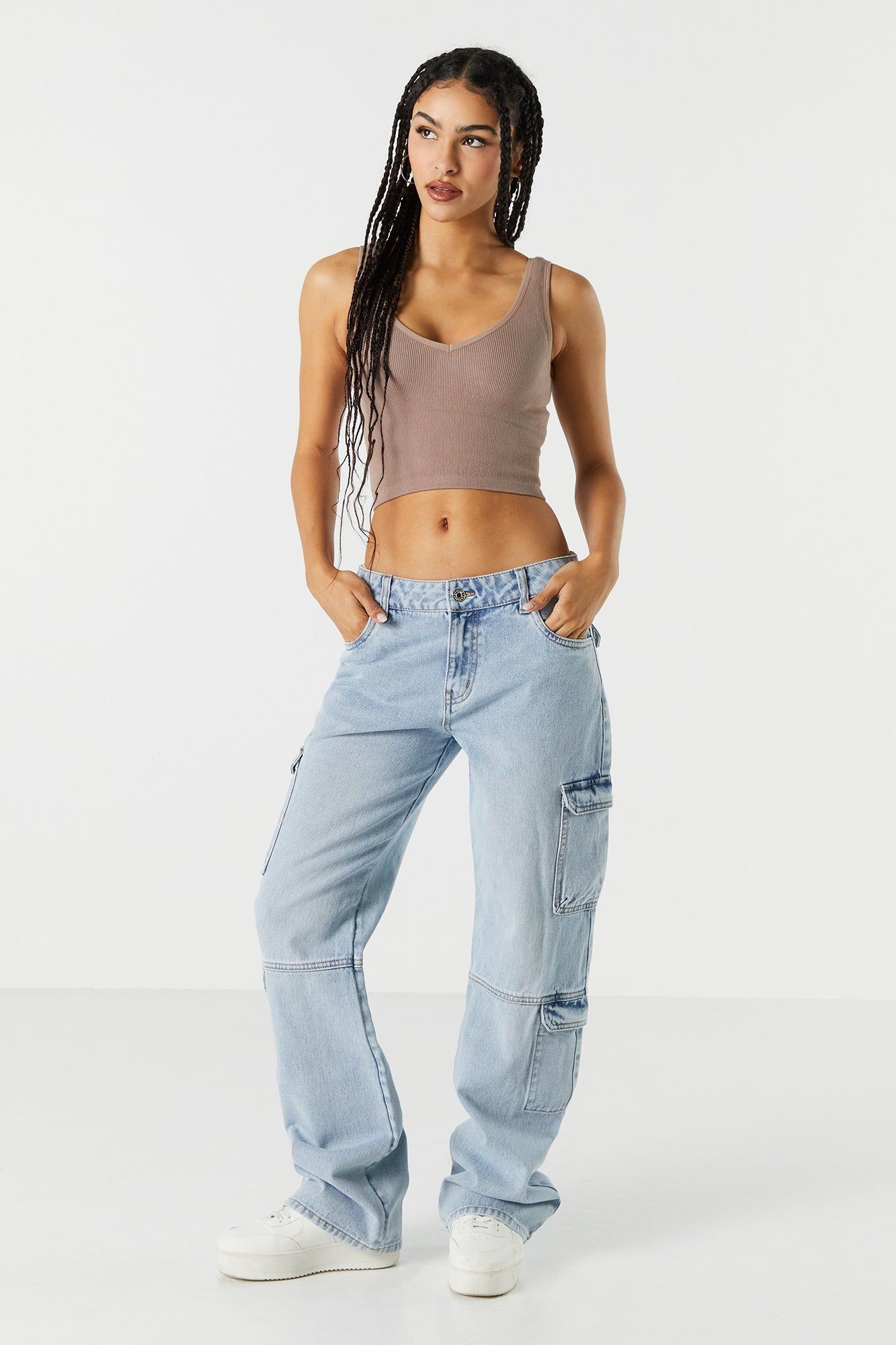 Seamless V-Neck Cropped Tank sold by Urban Planet product image thumbnail 9
