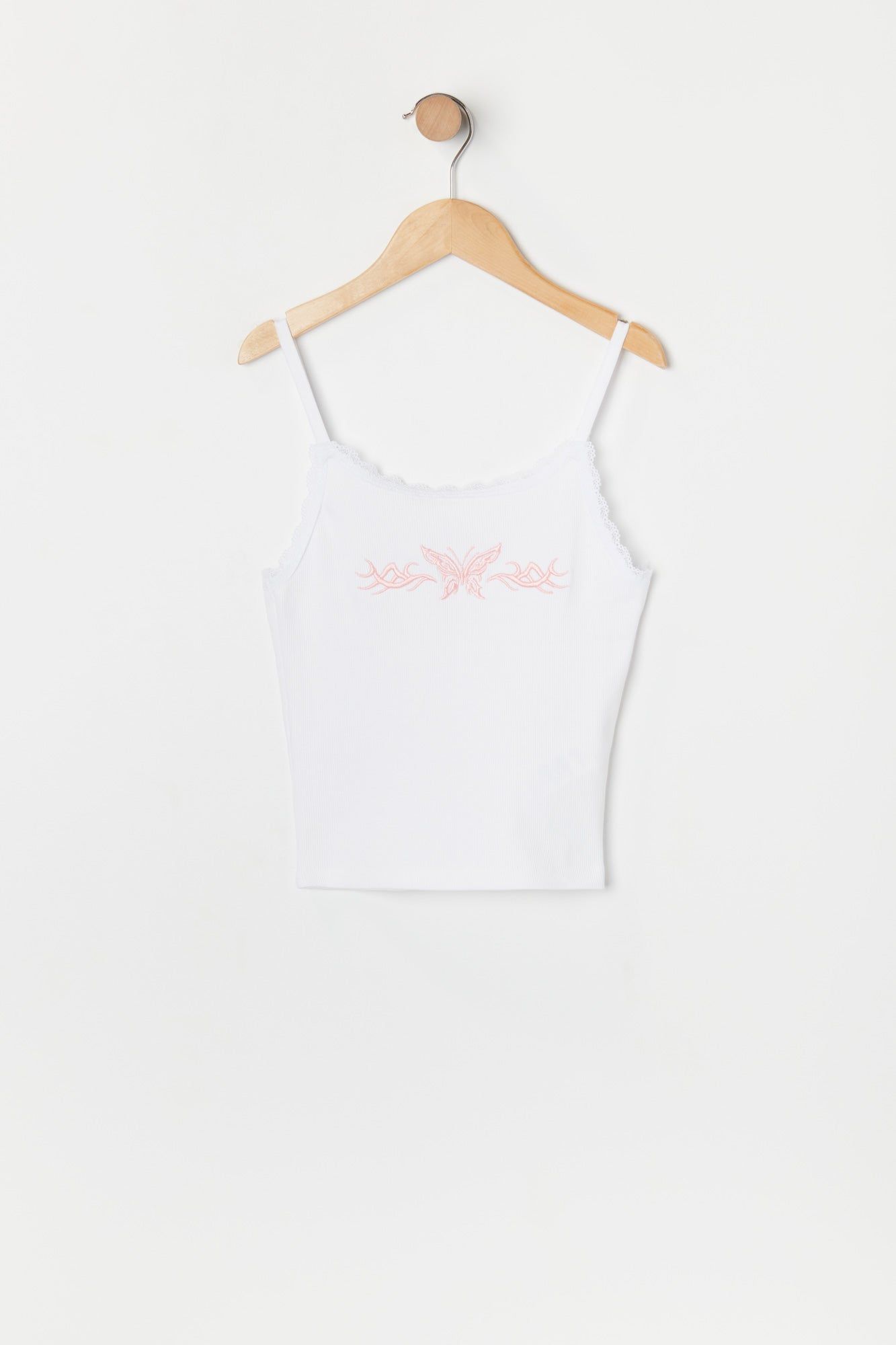 Girls White Lace Trim Butterfly Embroidered Cami sold by Urban Planet