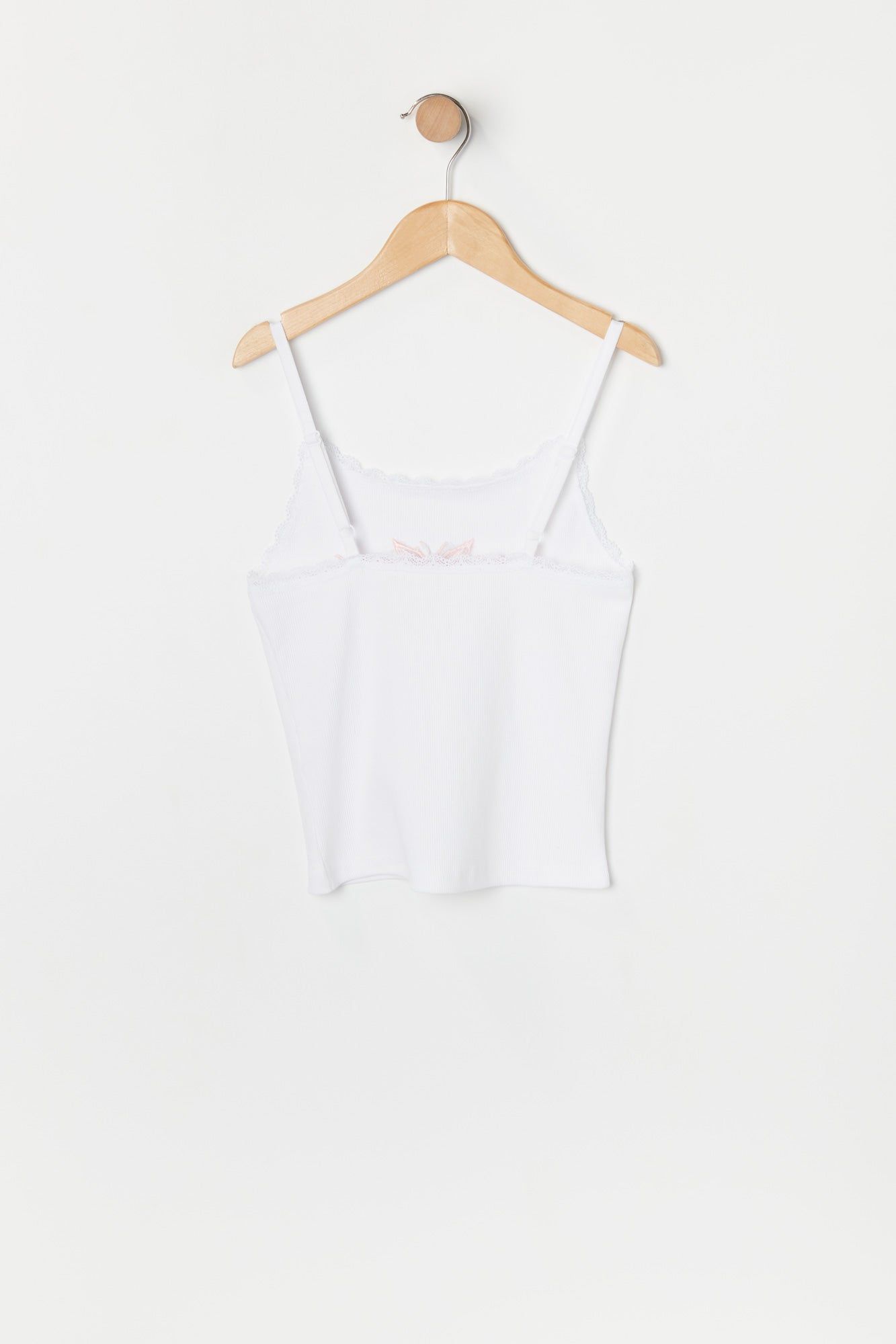 Girls White Lace Trim Butterfly Embroidered Cami sold by Urban Planet product image thumbnail 2