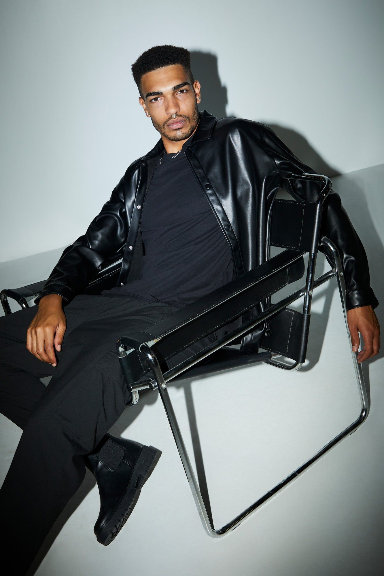 Faux Leather Button-Up Long Sleeve Top sold by Urban Planet product image thumbnail 2