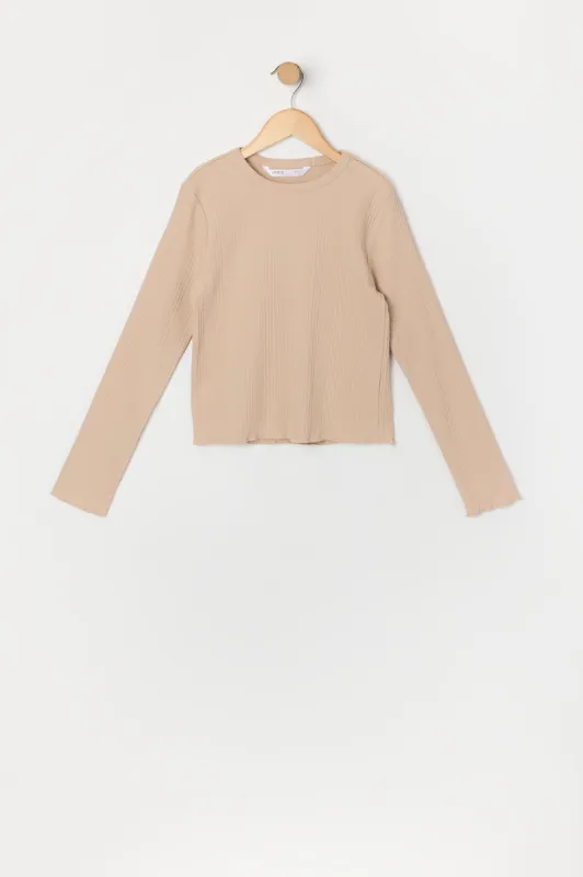 Girls Ribbed Long Sleeve Top sold by Urban Planet