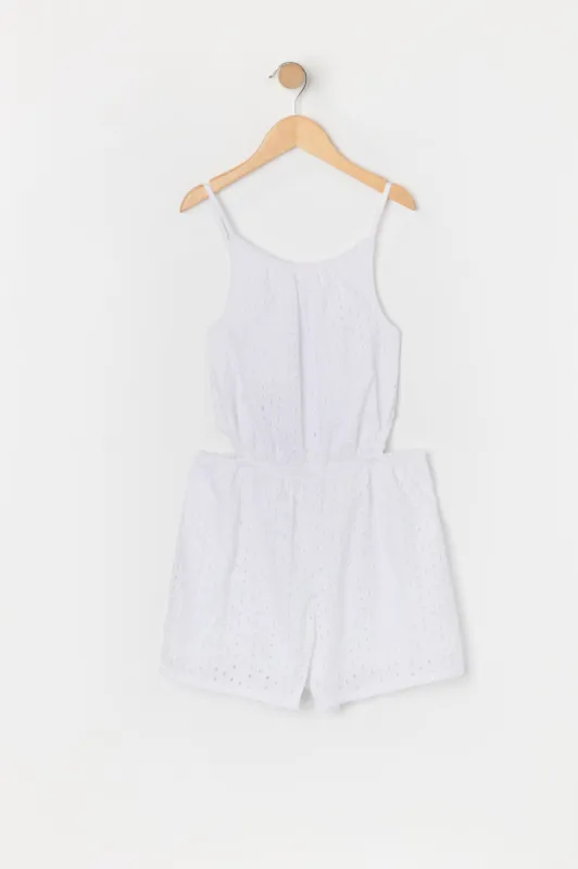 Girls Eyelet Cut-Out Romper sold by Urban Planet