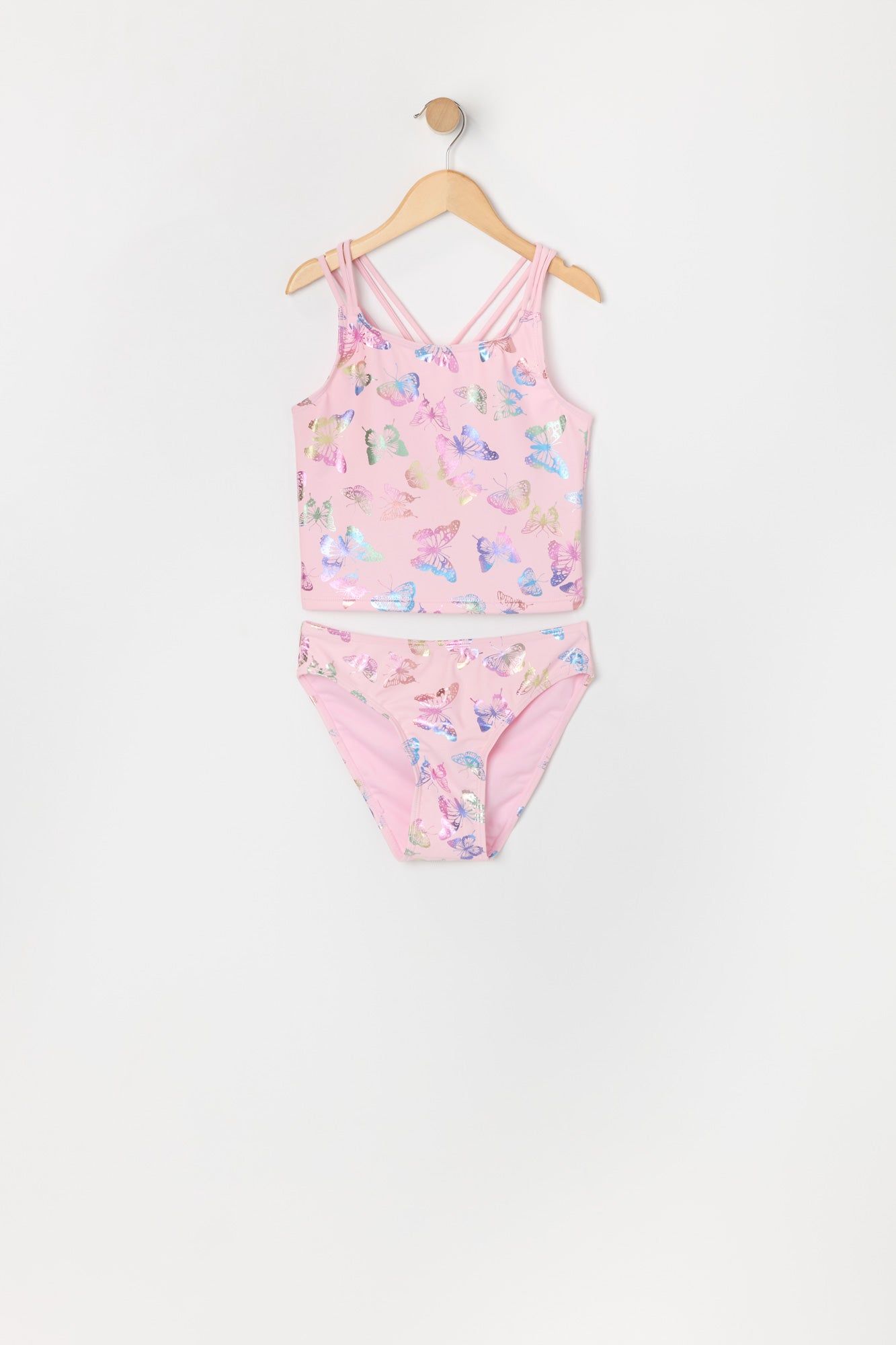 Girls Butterfly Print Tankini 2 Piece Swimsuit with Built-In Cups sold by Urban Planet