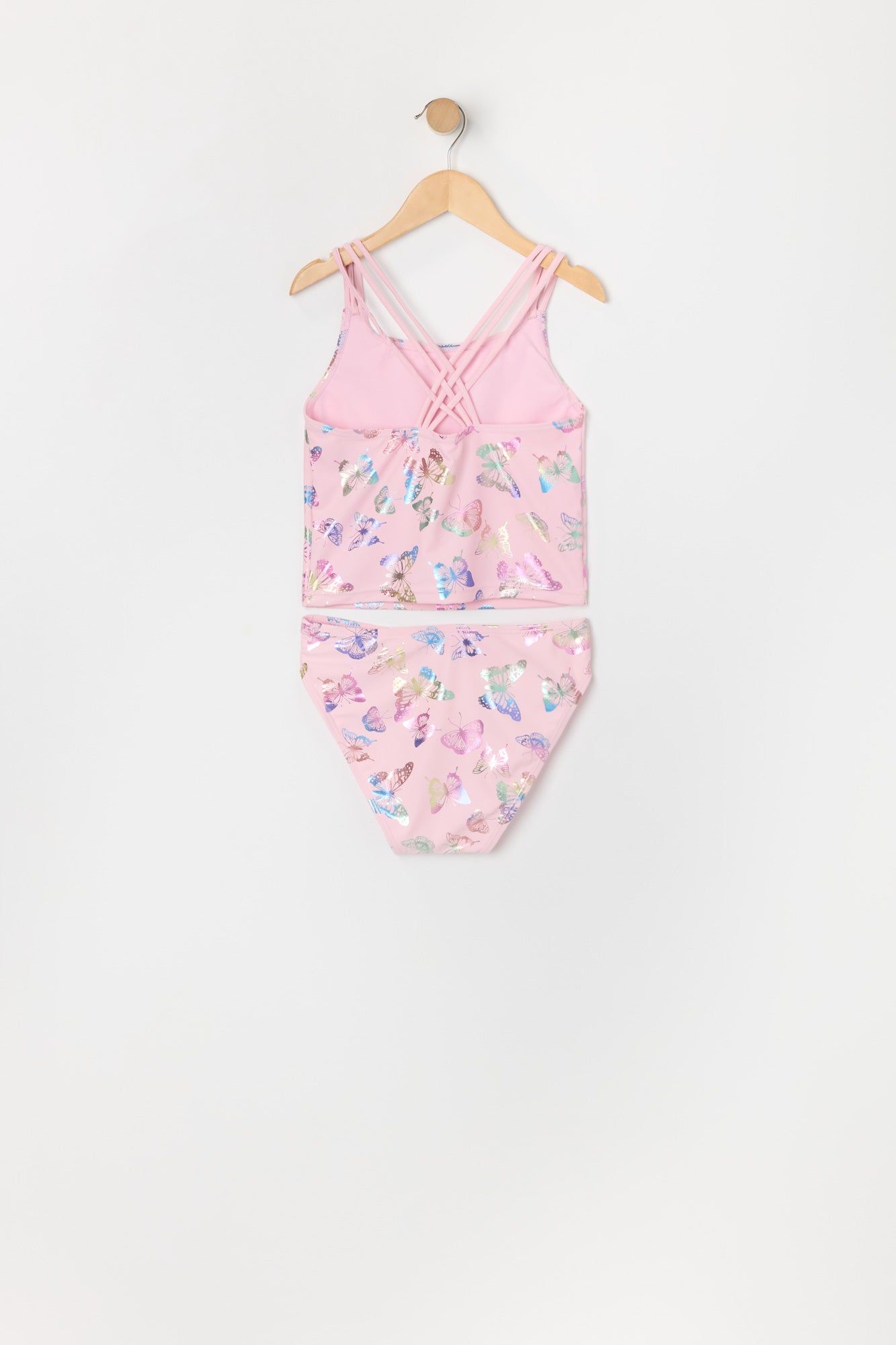 Girls Butterfly Print Tankini 2 Piece Swimsuit with Built-In Cups sold by Urban Planet product image thumbnail 2