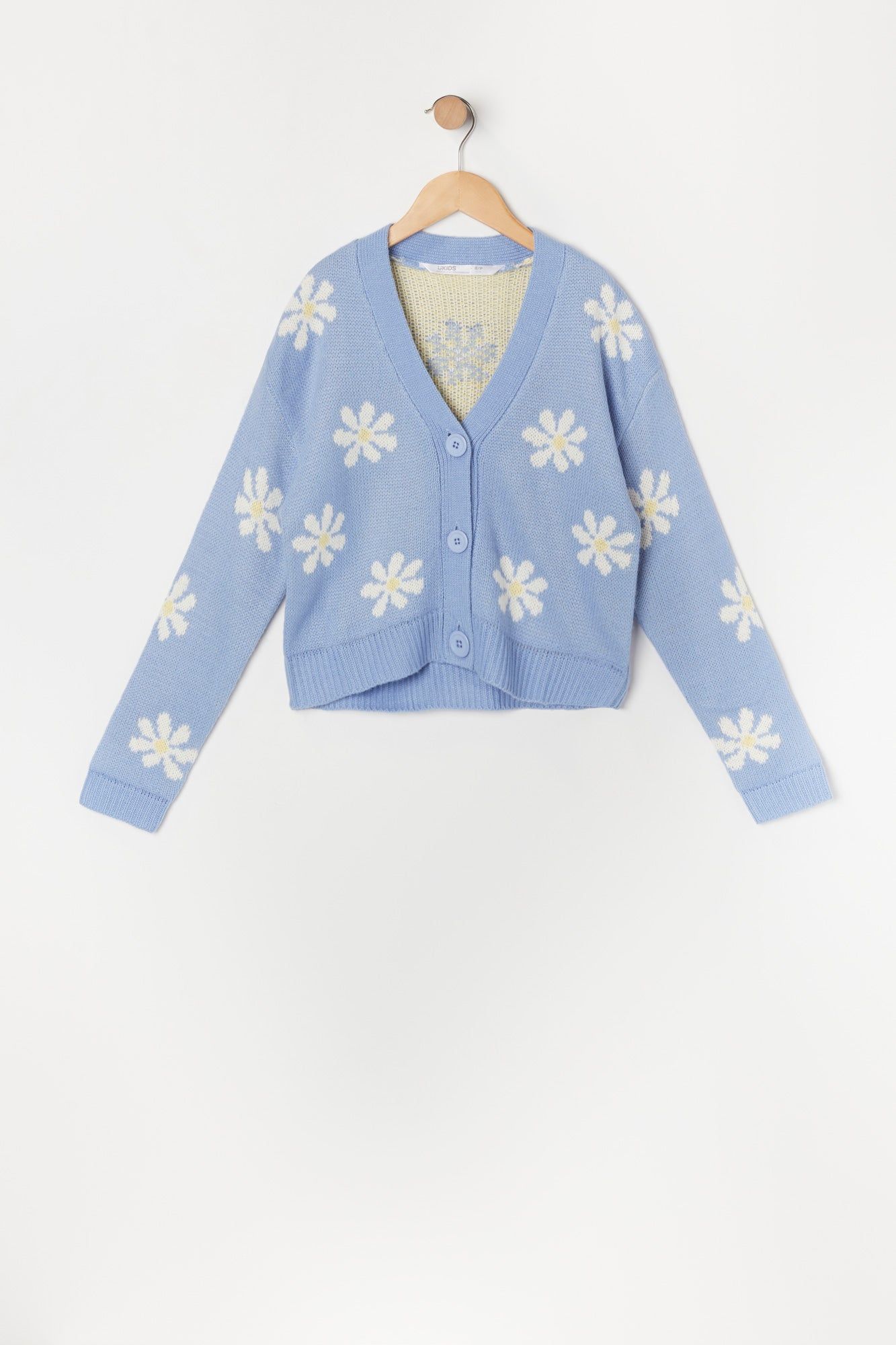 Girls Flower Print Knit Button-Up Cardigan sold by Urban Planet product image thumbnail 3
