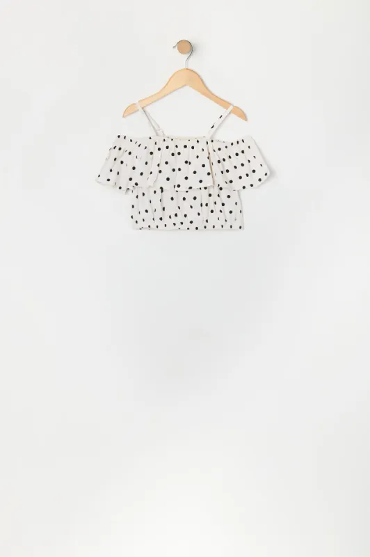 Haut volanté à pois avec épaules dénudées pour fille sold by Urban Planet