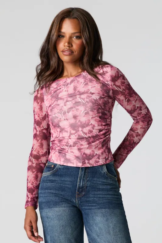 Floral Mesh Long Sleeve Top sold by Urban Planet