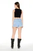 Short en denim d'aspect usé avec franges et pierres du Rhin sold by Urban Planet