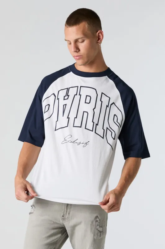 T-shirt raglan décontracté à imprimé Paris sold by Urban Planet