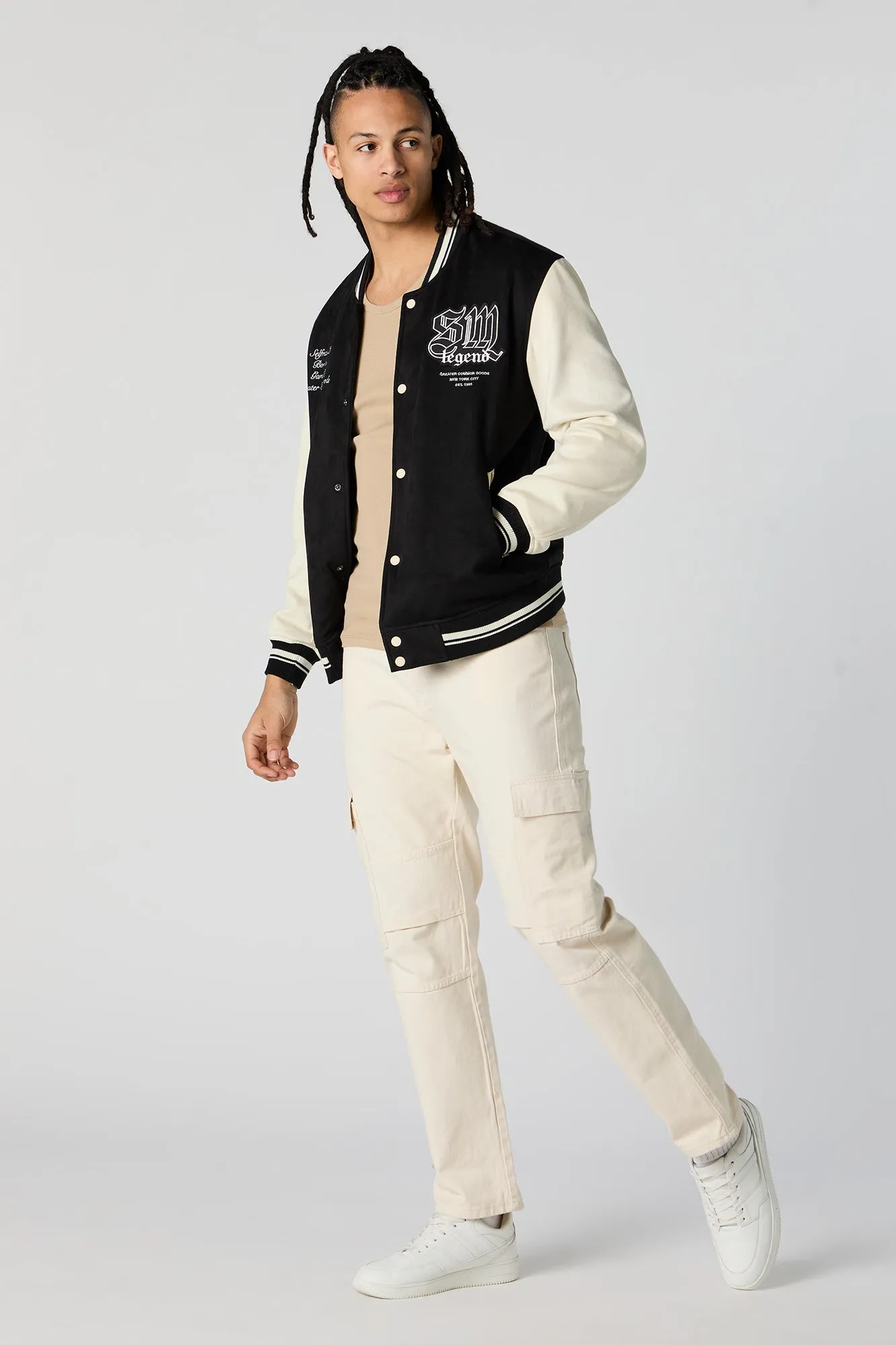 Self Made Legend Faux Suede Varsity Jacket sold by Urban Planet product image thumbnail 3