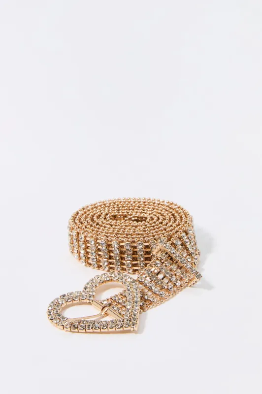 Rhinestone Heart Buckle Belt sold by Urban Planet